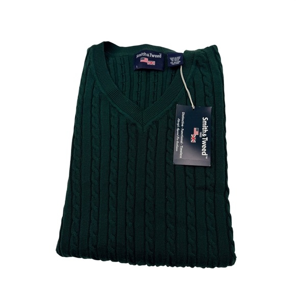 Smith & Tweed Other - Smith & Tweed Mens Hunter Green Cable Knit Cotton Sweater Vest‎ Large NWT 325